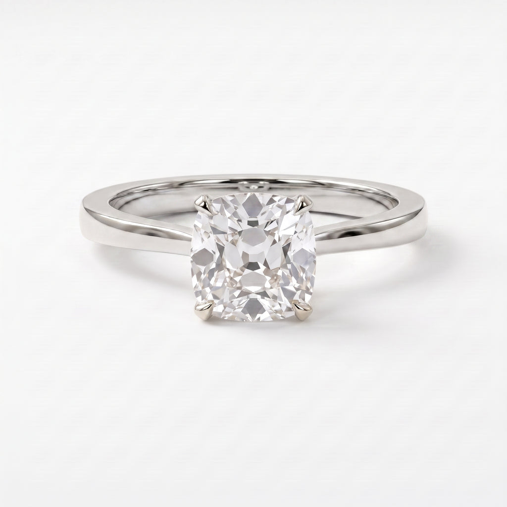 Old Miner Cut Lab Diamond Solitaire Engagement Ring