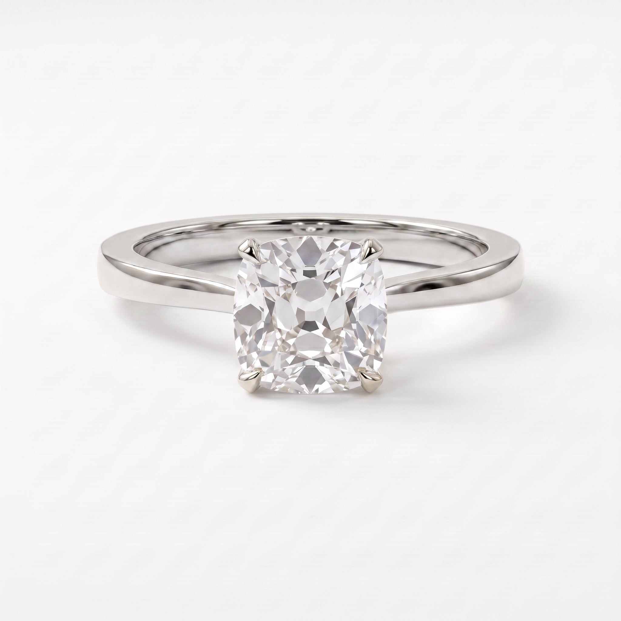 Old Miner Cut Lab Diamond Solitaire Engagement Ring