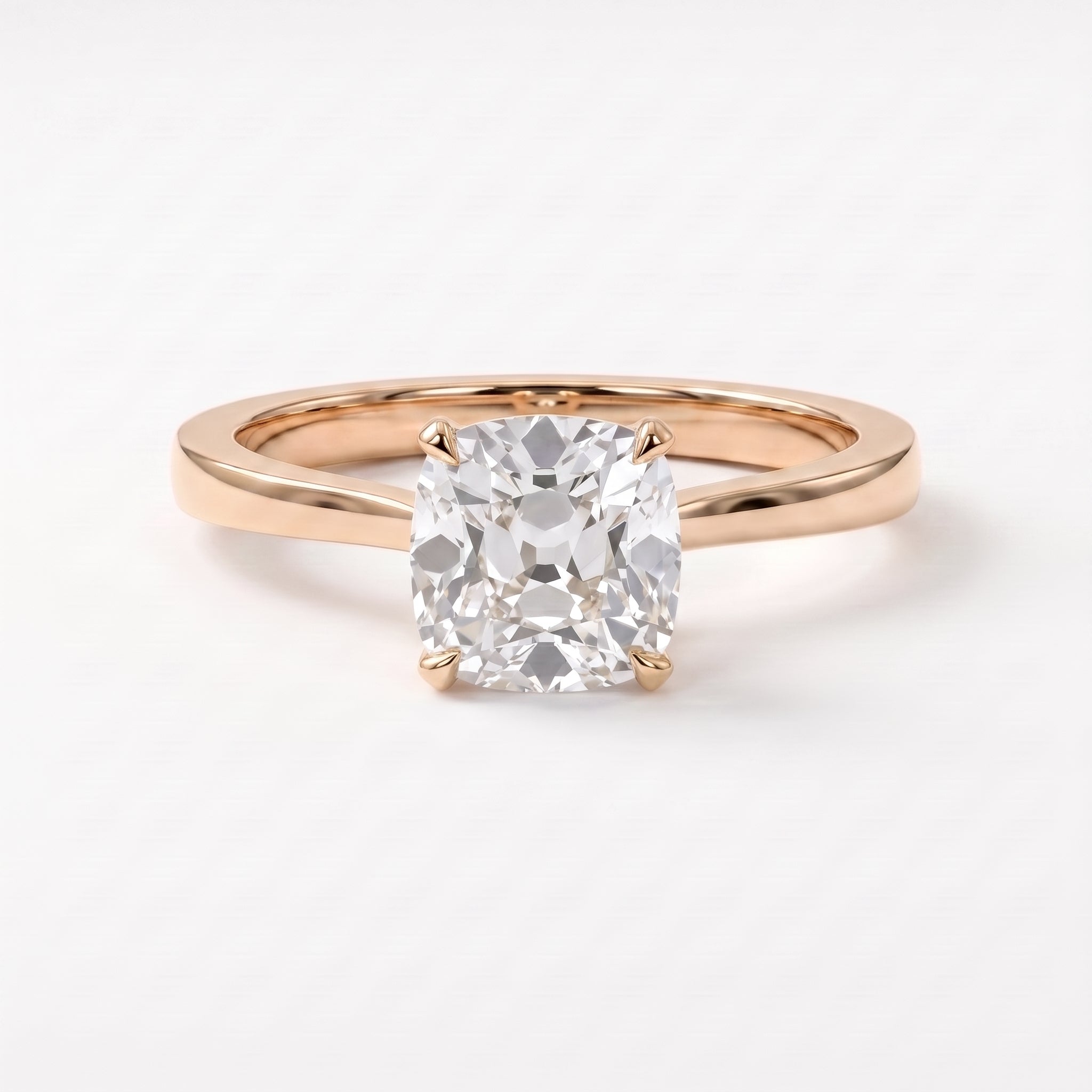 Old Miner Cut Lab Diamond Solitaire Engagement Ring