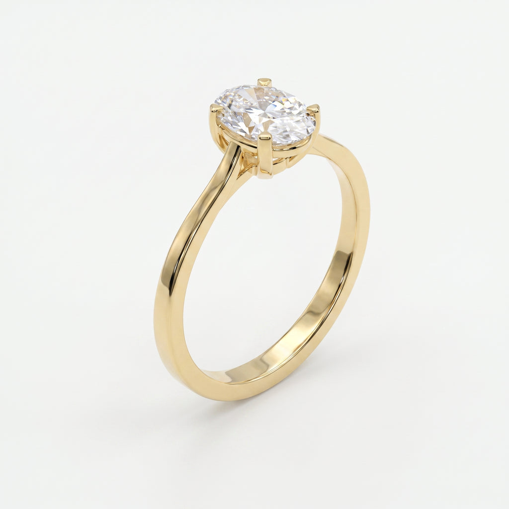 Classic Oval Shape Diamond Solitaire Engagement Ring