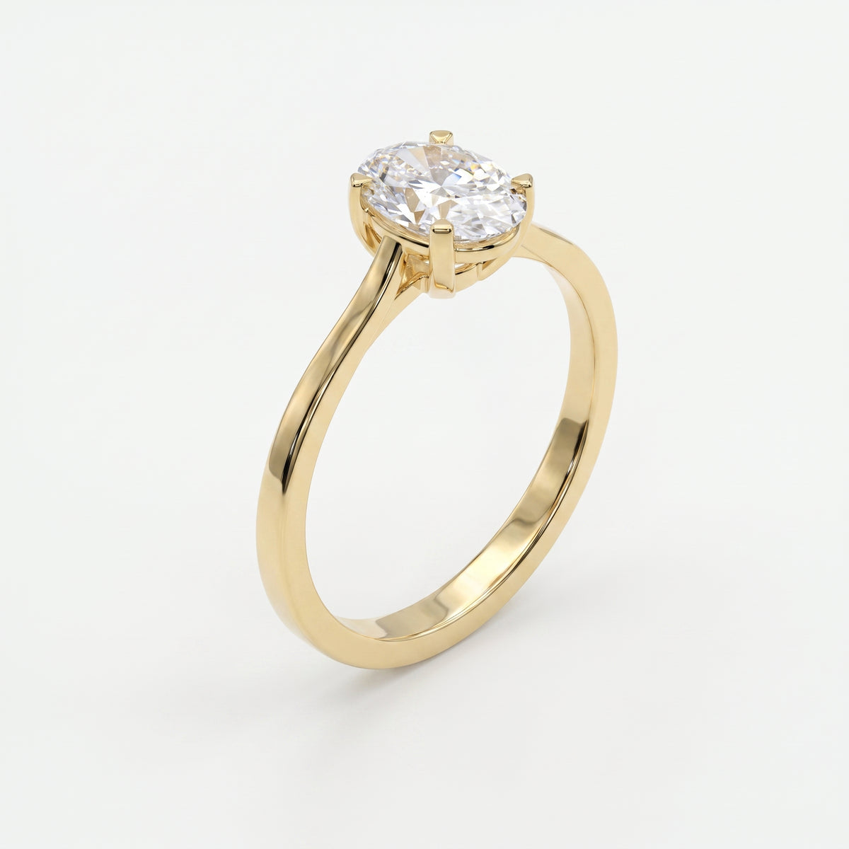 Classic Oval Shape Diamond Solitaire Engagement Ring