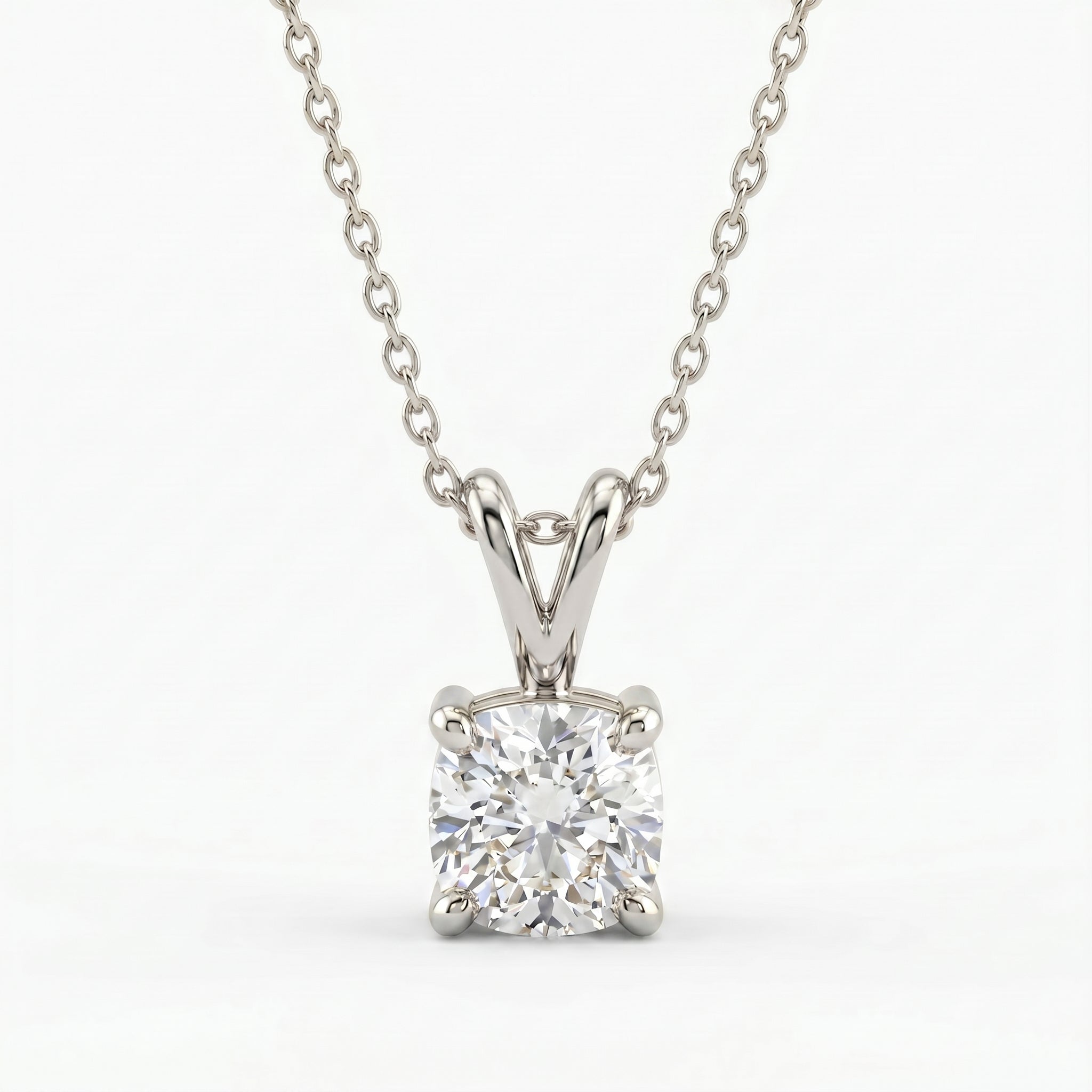 Diamond necklace on a white background