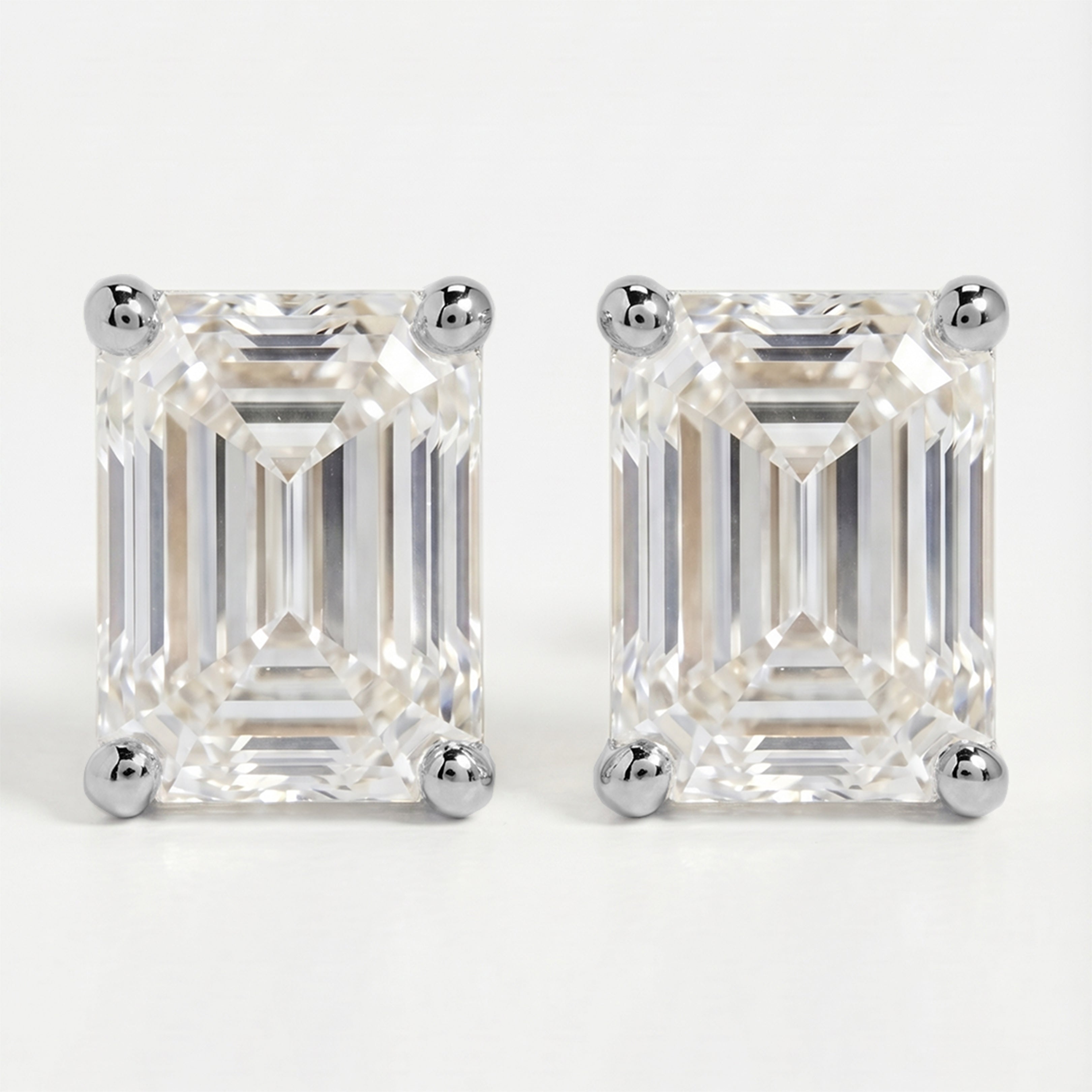 Emerald 4-Prong Lab-Grown Diamond Stud Earrings