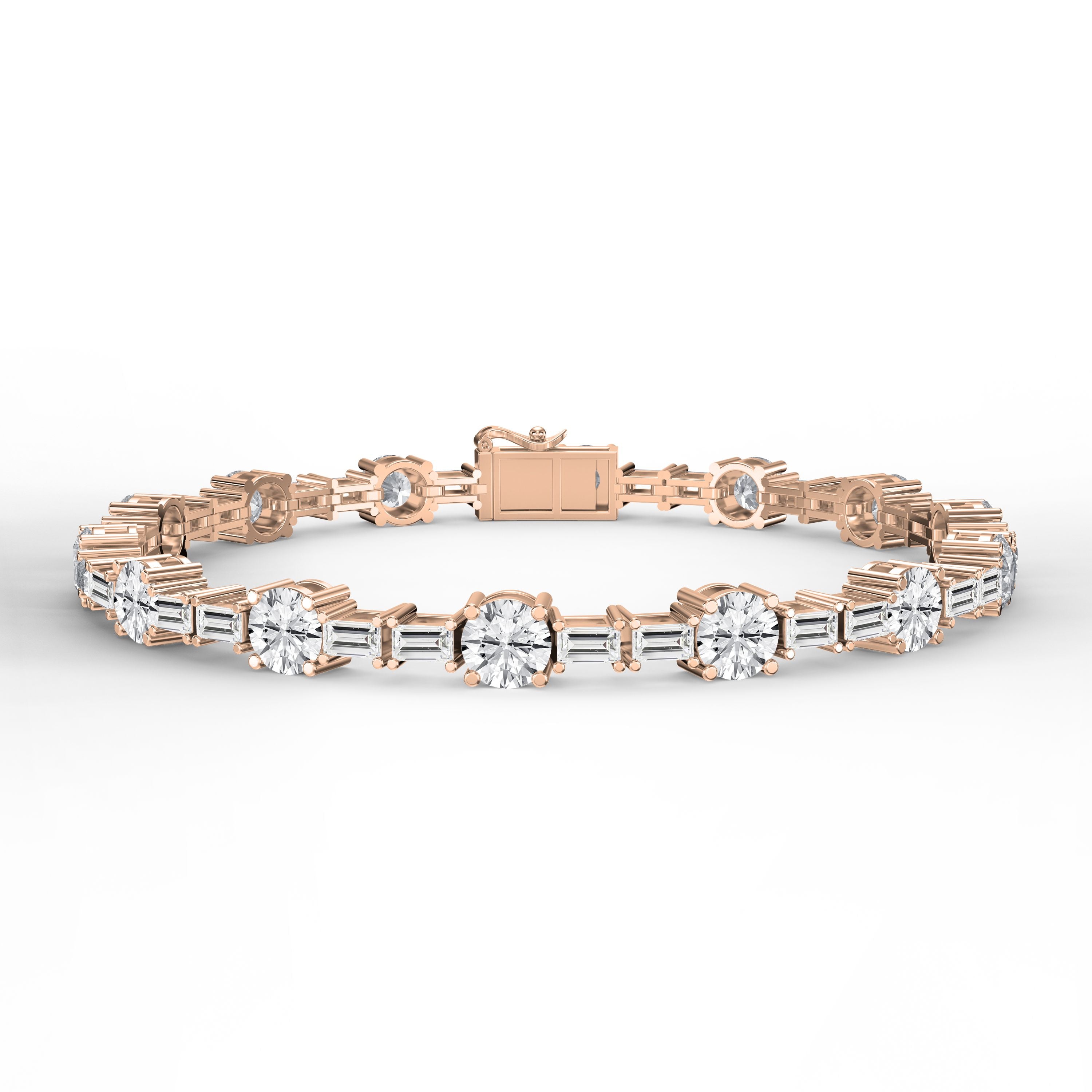 Baugget & Round Diamond Tennis Bracelet