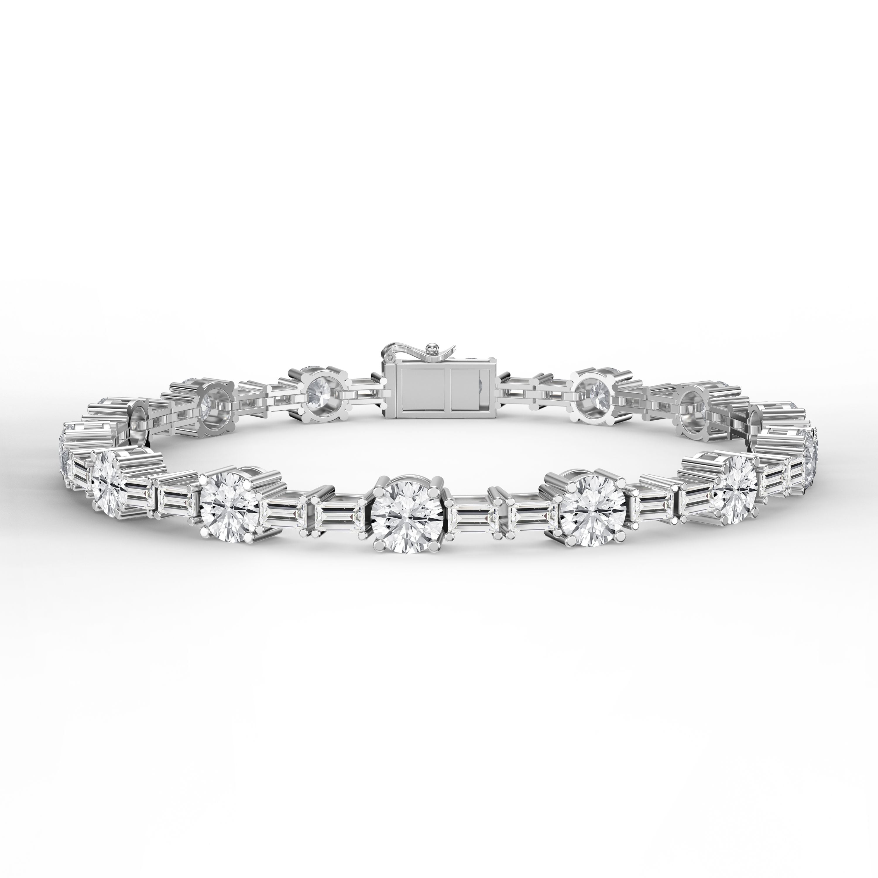 Baugget & Round Diamond Tennis Bracelet