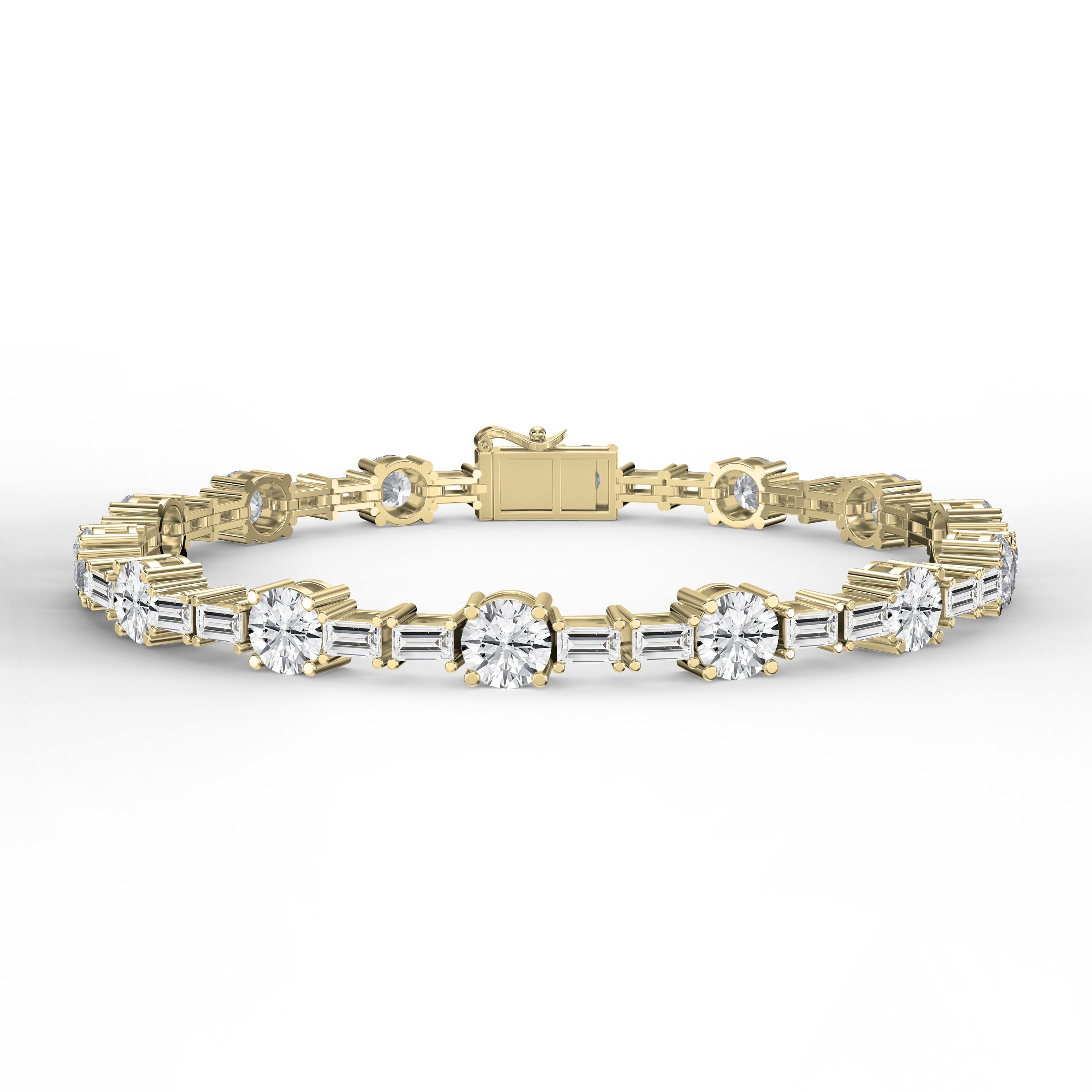 Baugget & Round Diamond Tennis Bracelet