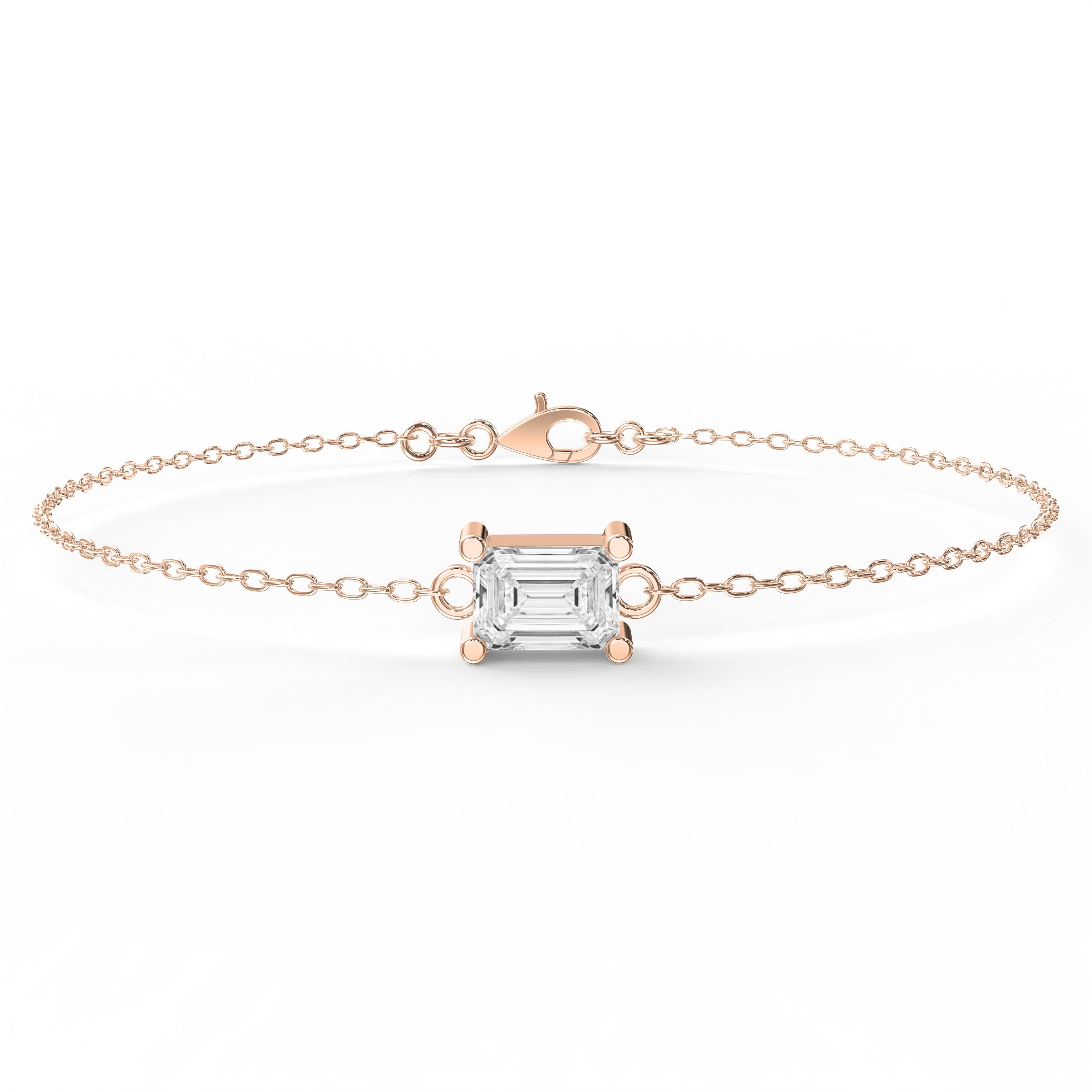 Luminous Emerald Diamond Link Chain Bracelet
