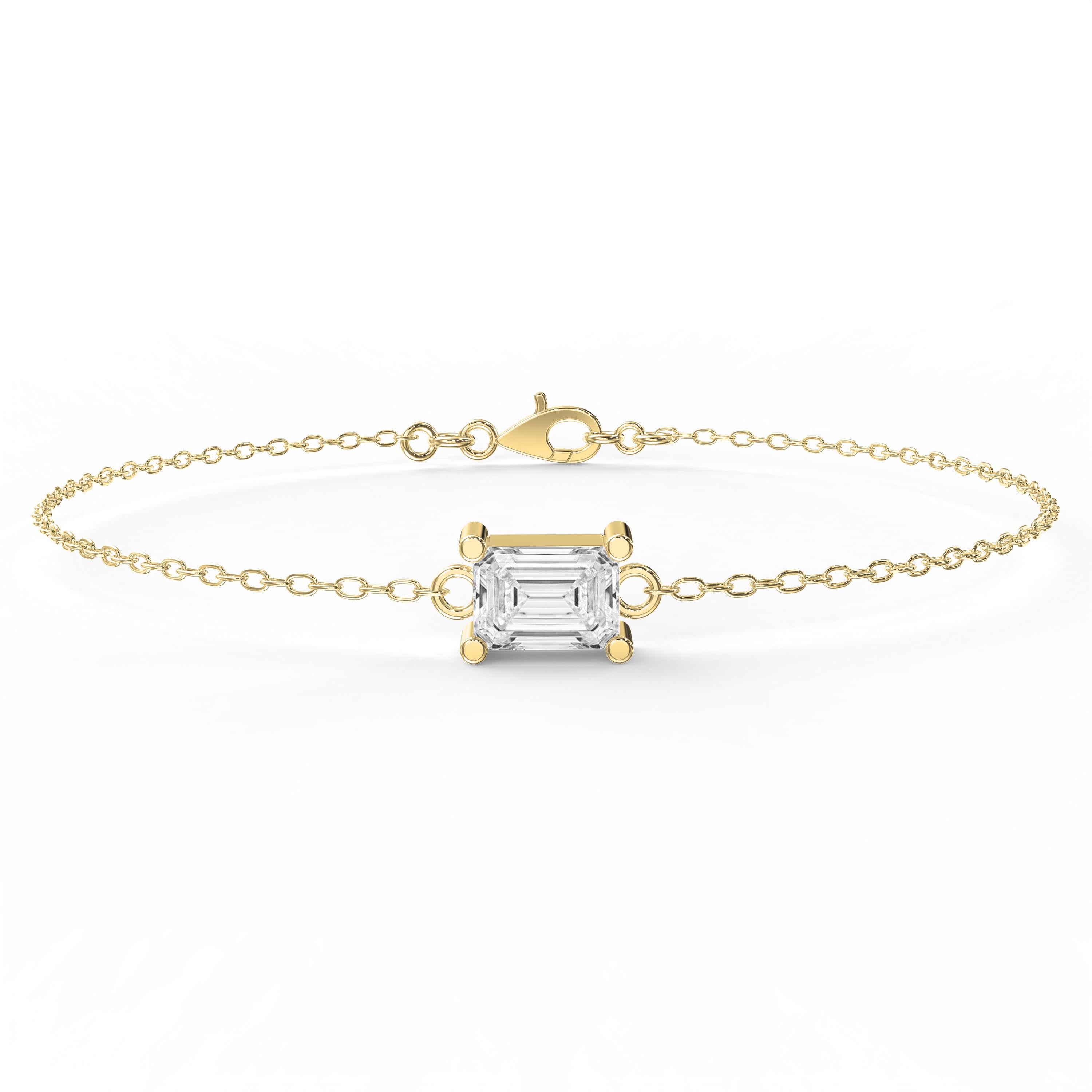 Luminous Emerald Diamond Link Chain Bracelet
