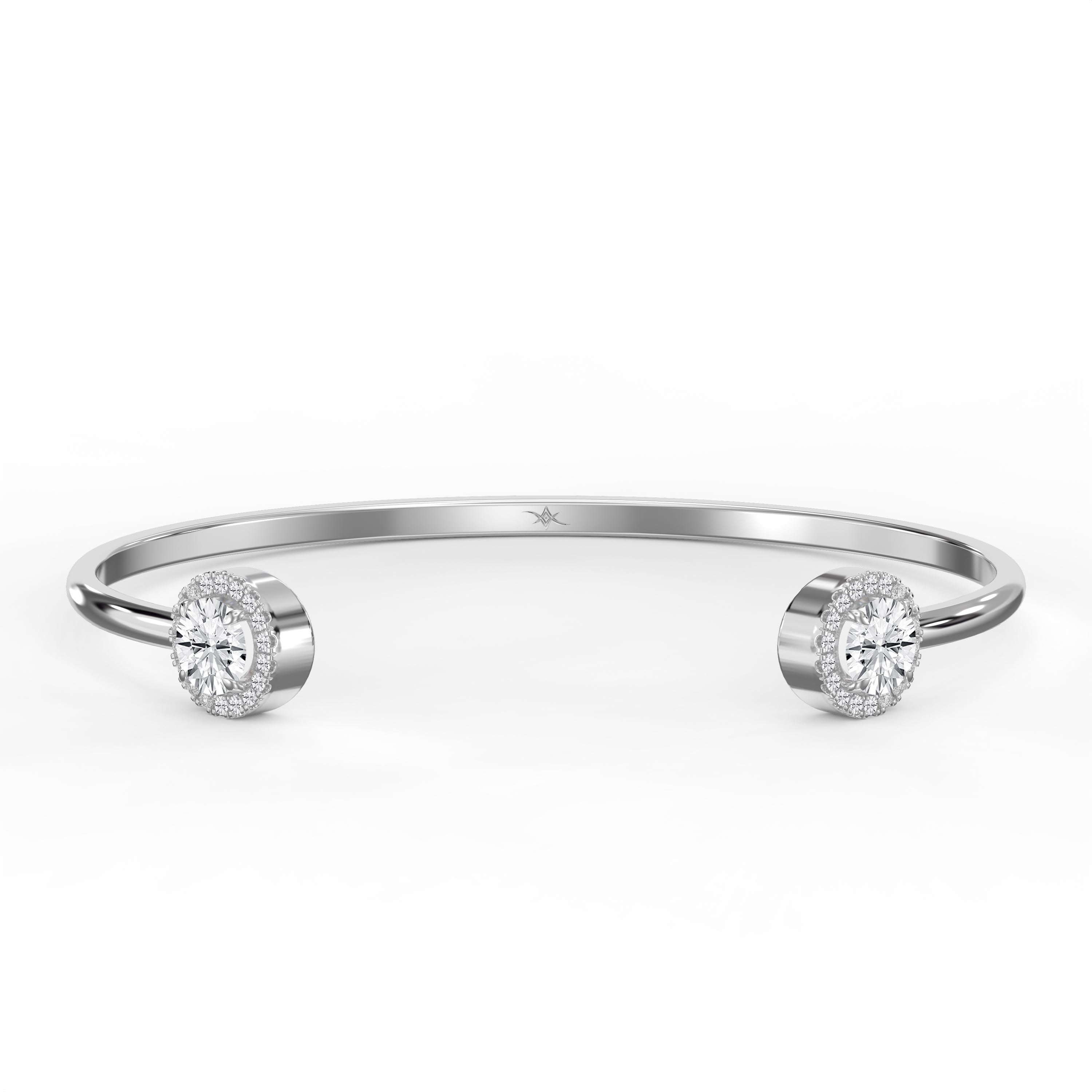Elegant Open Cuff Bracelet with Round Halo Diamond