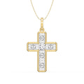 Radiant Cut Diamond Religious Design Cross Pendant