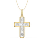 Radiant Cut Diamond Religious Design Cross Pendant