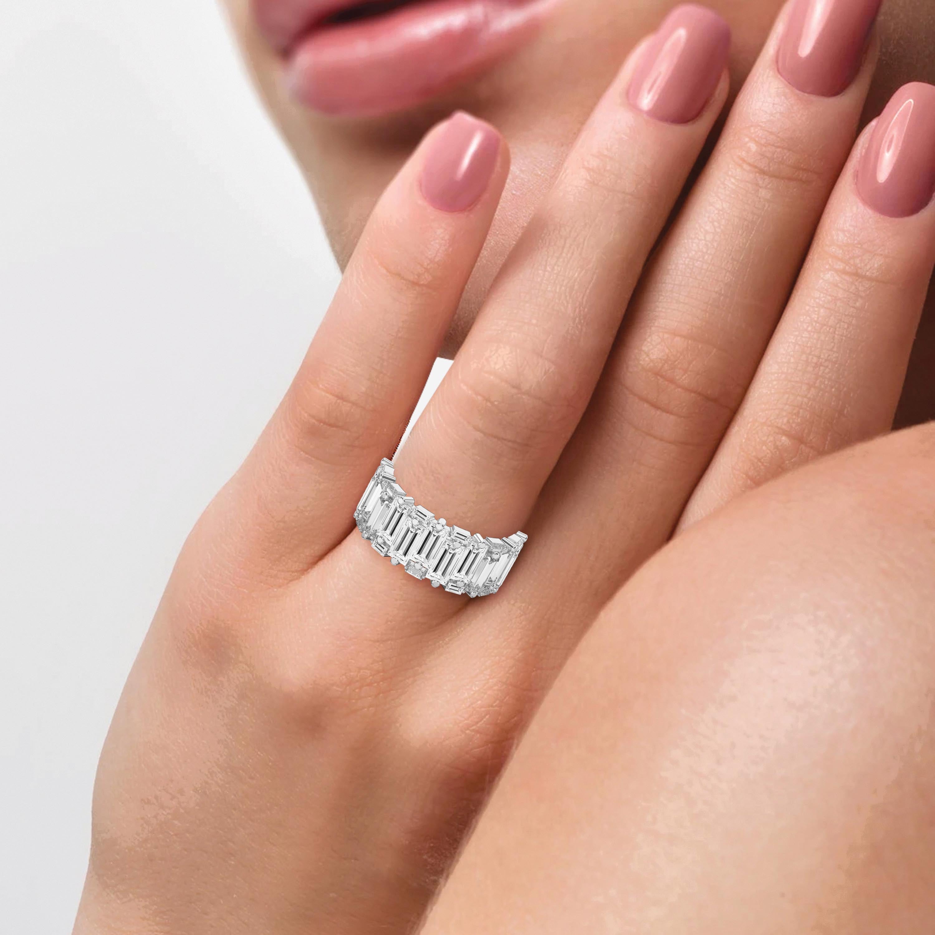 Luxury Wide Anniversary Baguette Diamond Ring