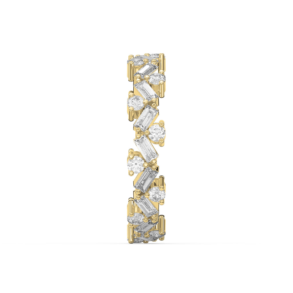 Alternating Baguette & Round Diamond Design Ring