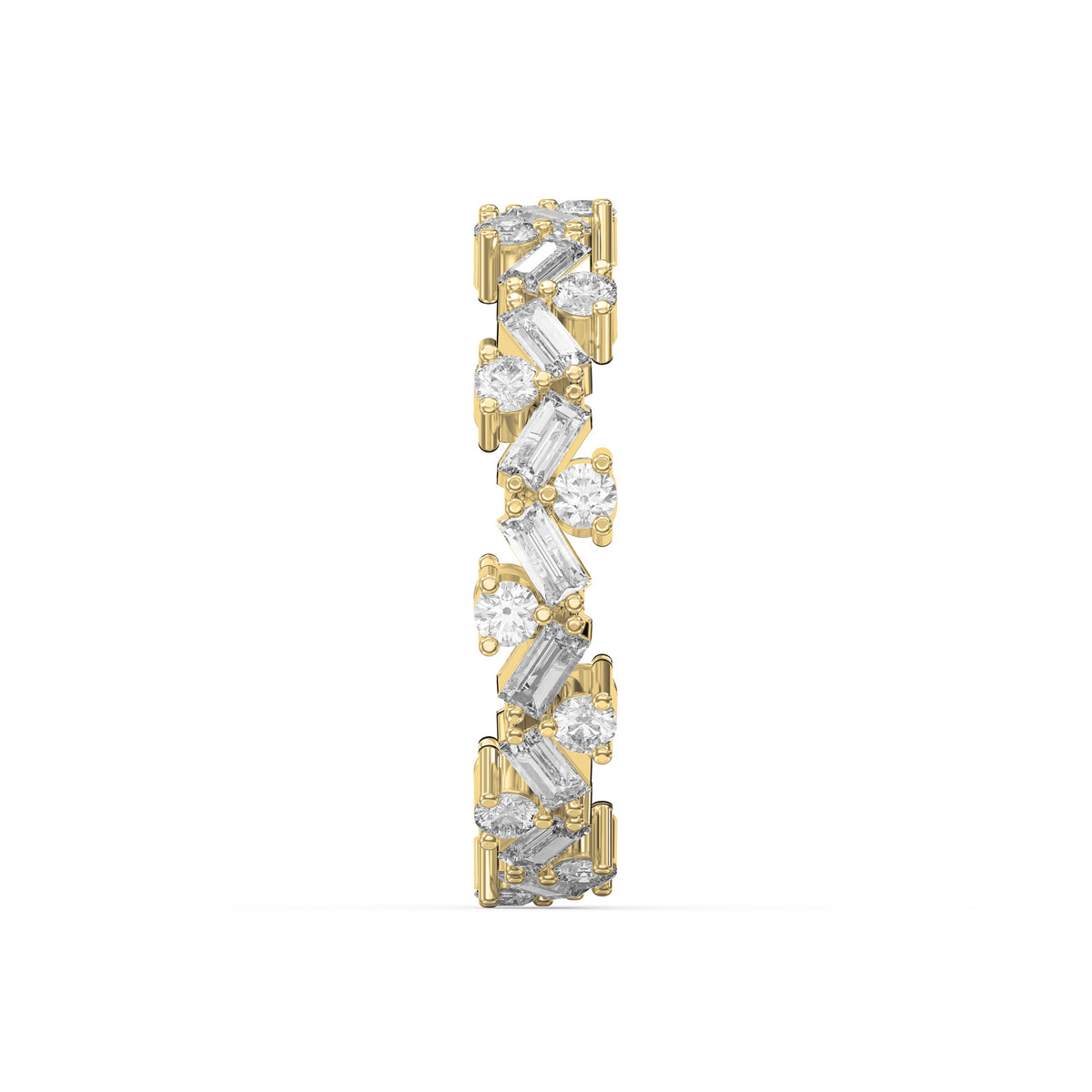 Alternating Baguette & Round Diamond Design Ring