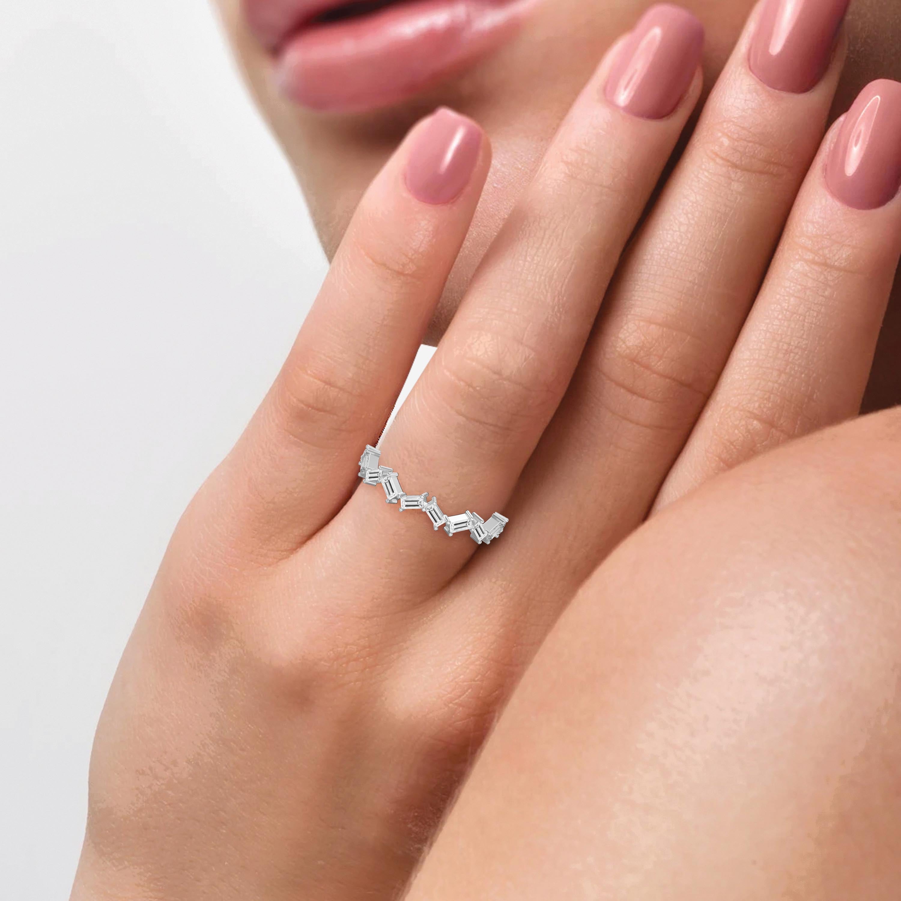 Mordent Zig Zag Baguette Diamond Ring