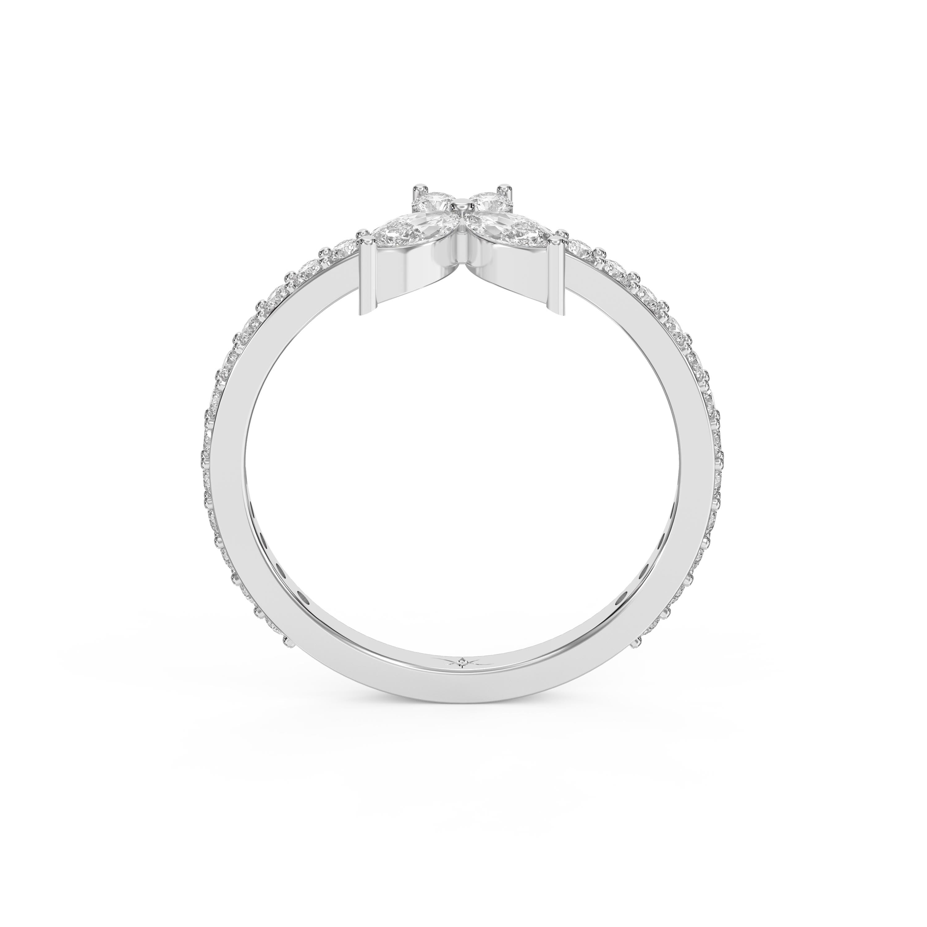 Elegant Floral Marquise and Round Diamond Ring
