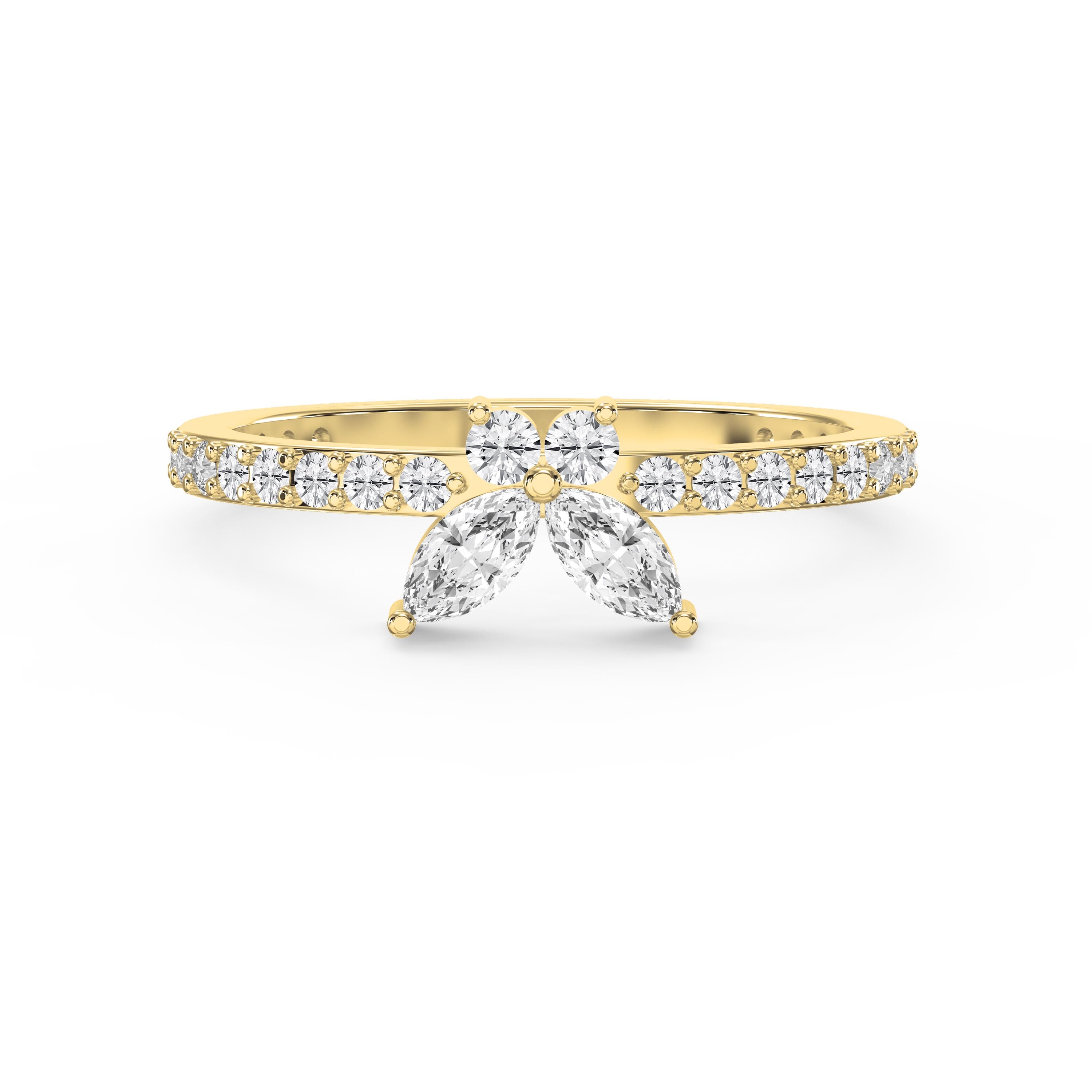 Elegant Floral Marquise and Round Diamond Ring