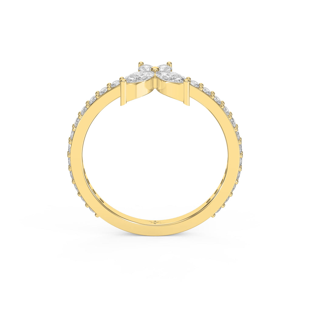 Elegant Floral Marquise and Round Diamond Ring