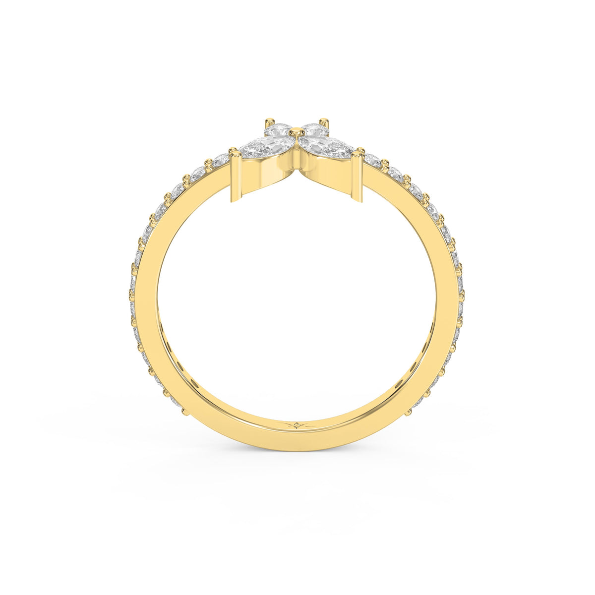 Elegant Floral Marquise and Round Diamond Ring