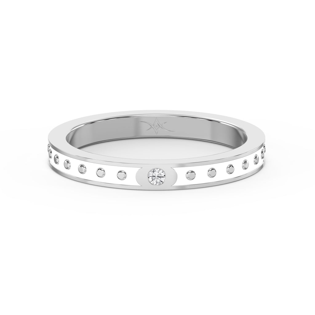 Minimalist Moon Motif Round Diamond Celestial Design Ring