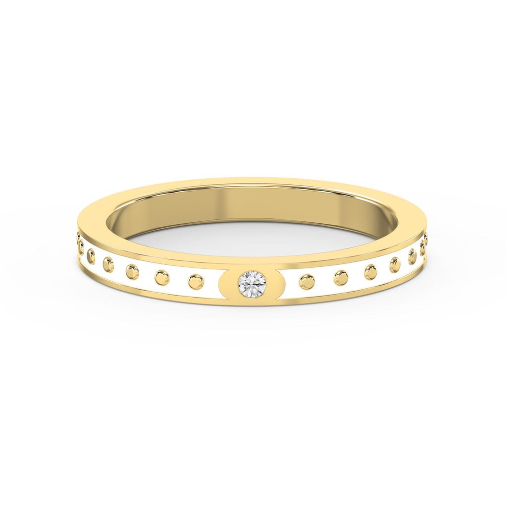 Minimalist Moon Motif Round Diamond Celestial Design Ring