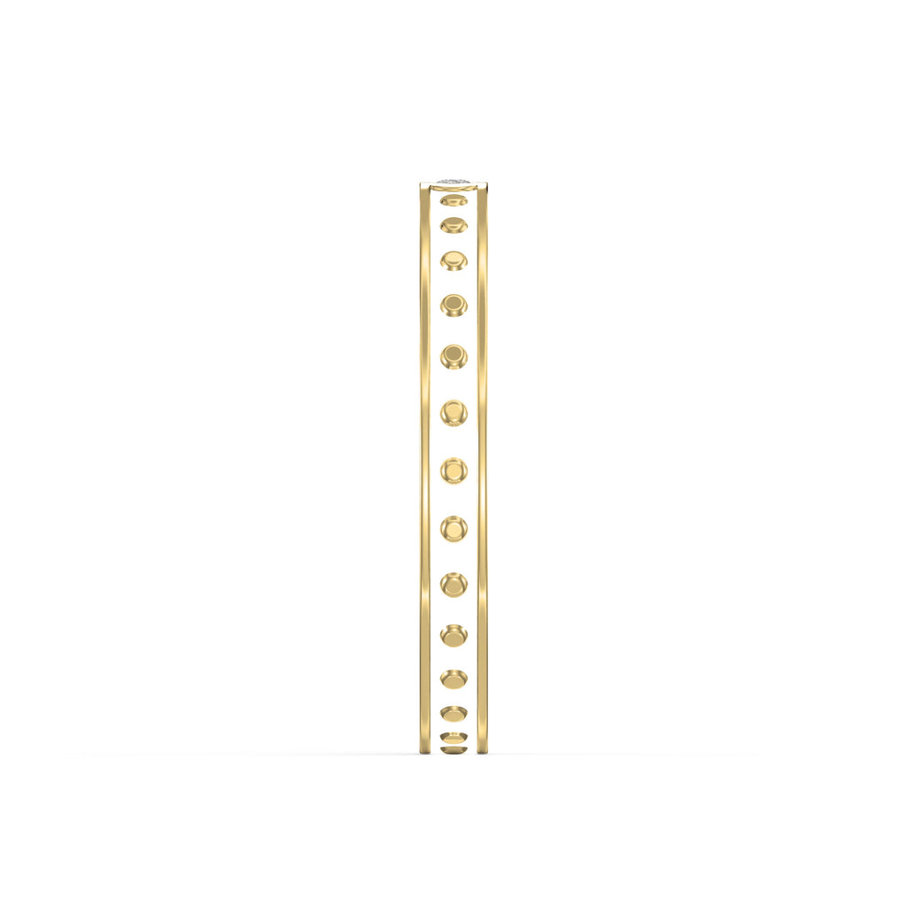 Minimalist Moon Motif Round Diamond Celestial Design Ring