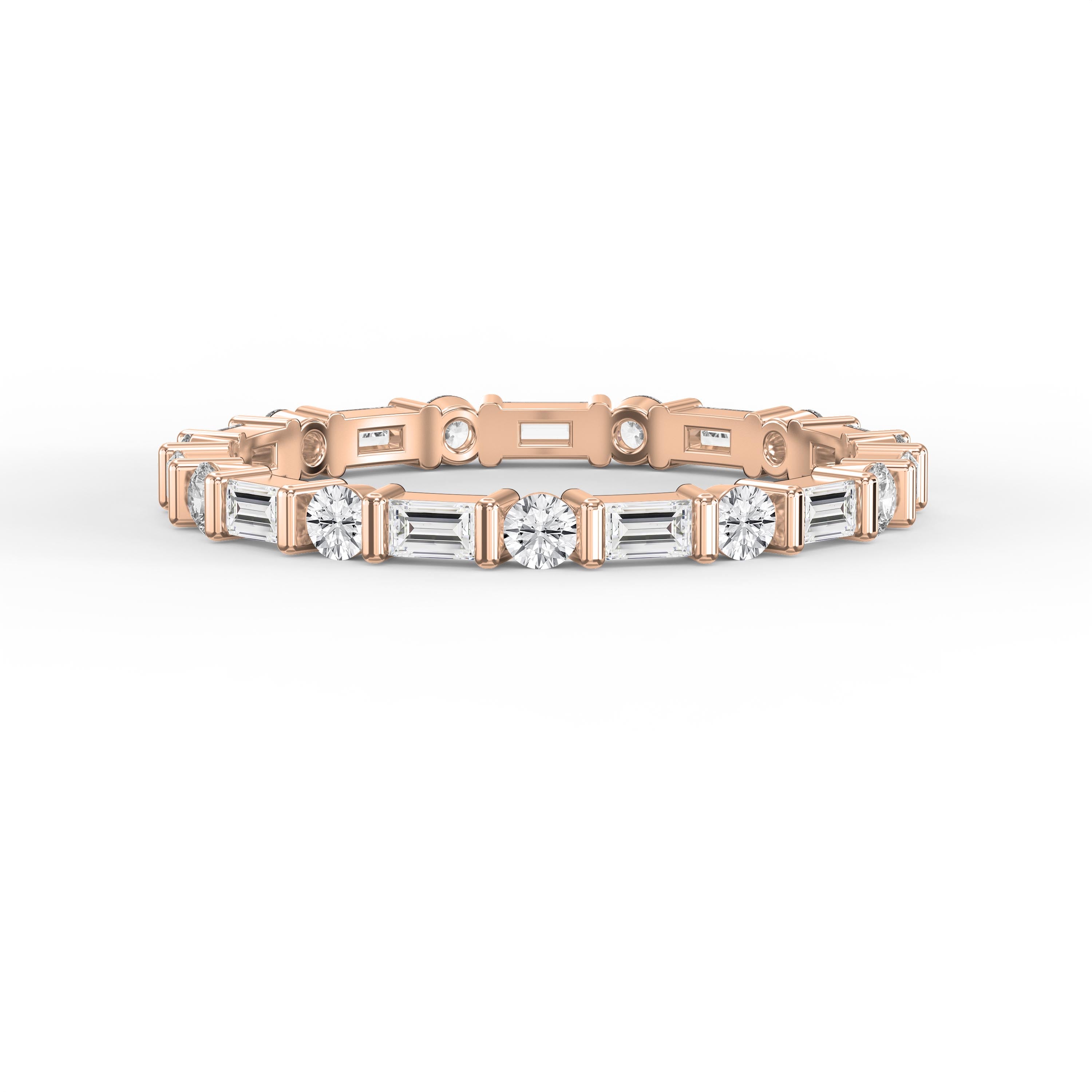 Luxury Round Baguette Cut Diamond Duo Ring