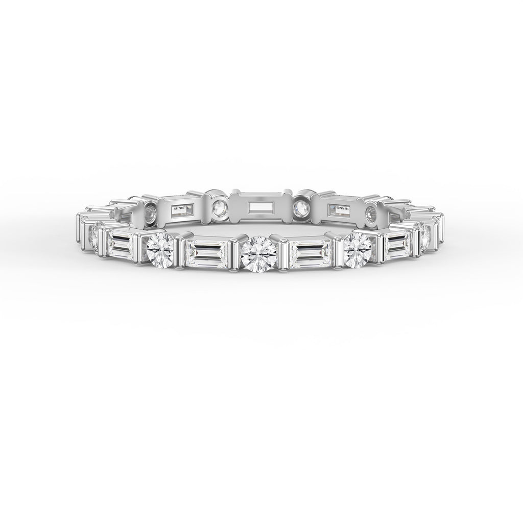 Luxury Round Baguette Cut Diamond Duo Ring