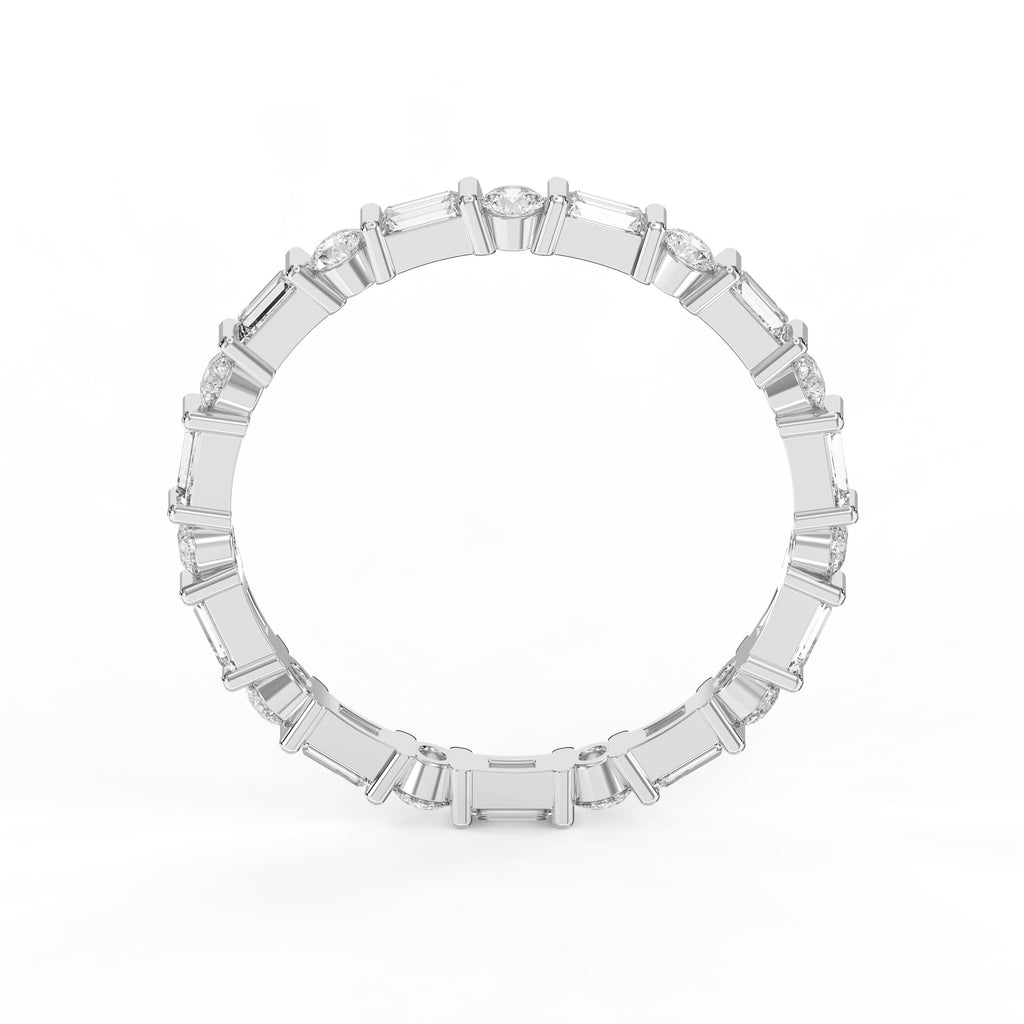 Luxury Round Baguette Cut Diamond Duo Ring