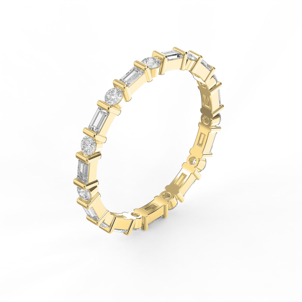 Luxury Round Baguette Cut Diamond Duo Ring
