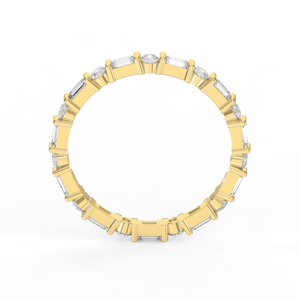 Luxury Round Baguette Cut Diamond Duo Ring