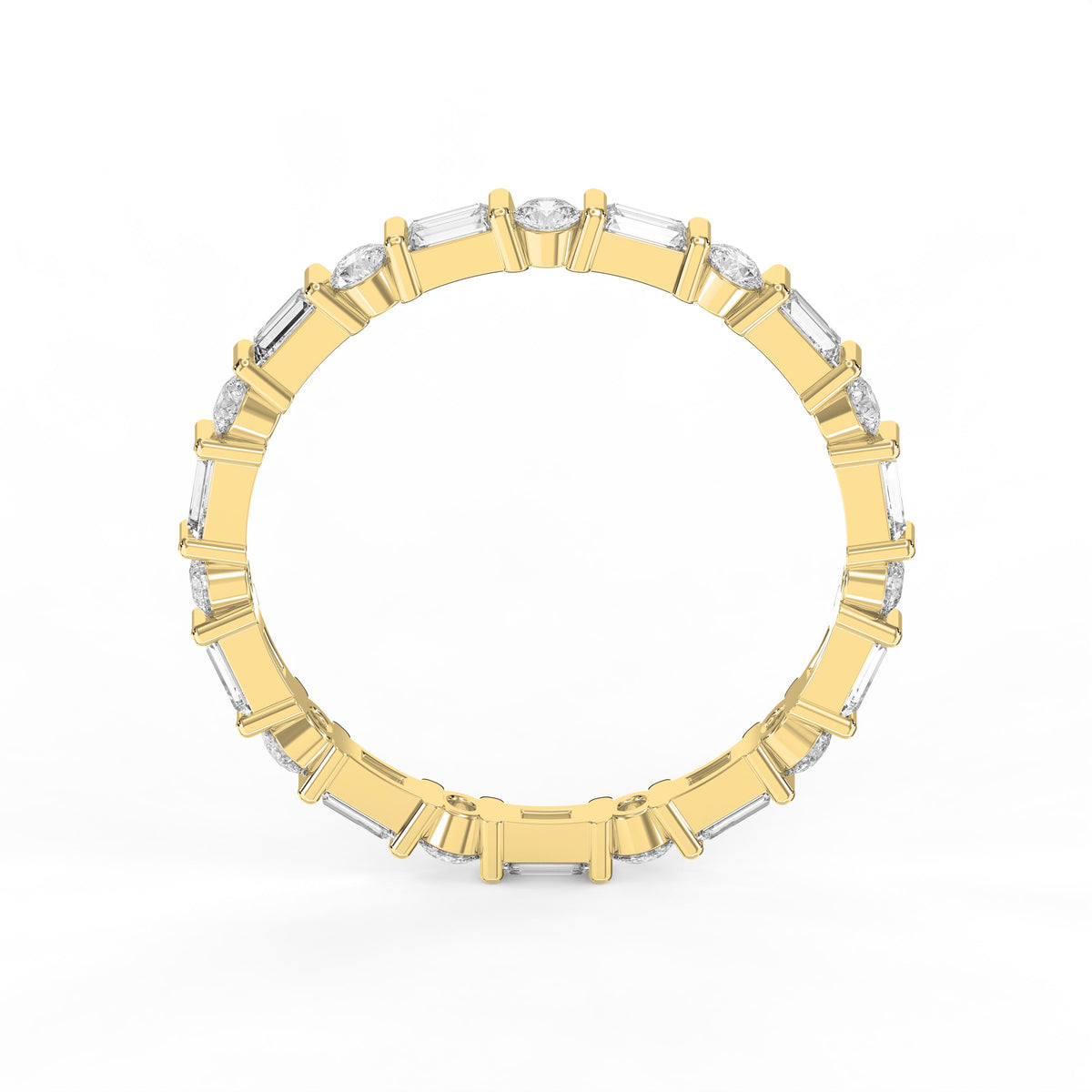 Luxury Round Baguette Cut Diamond Duo Ring