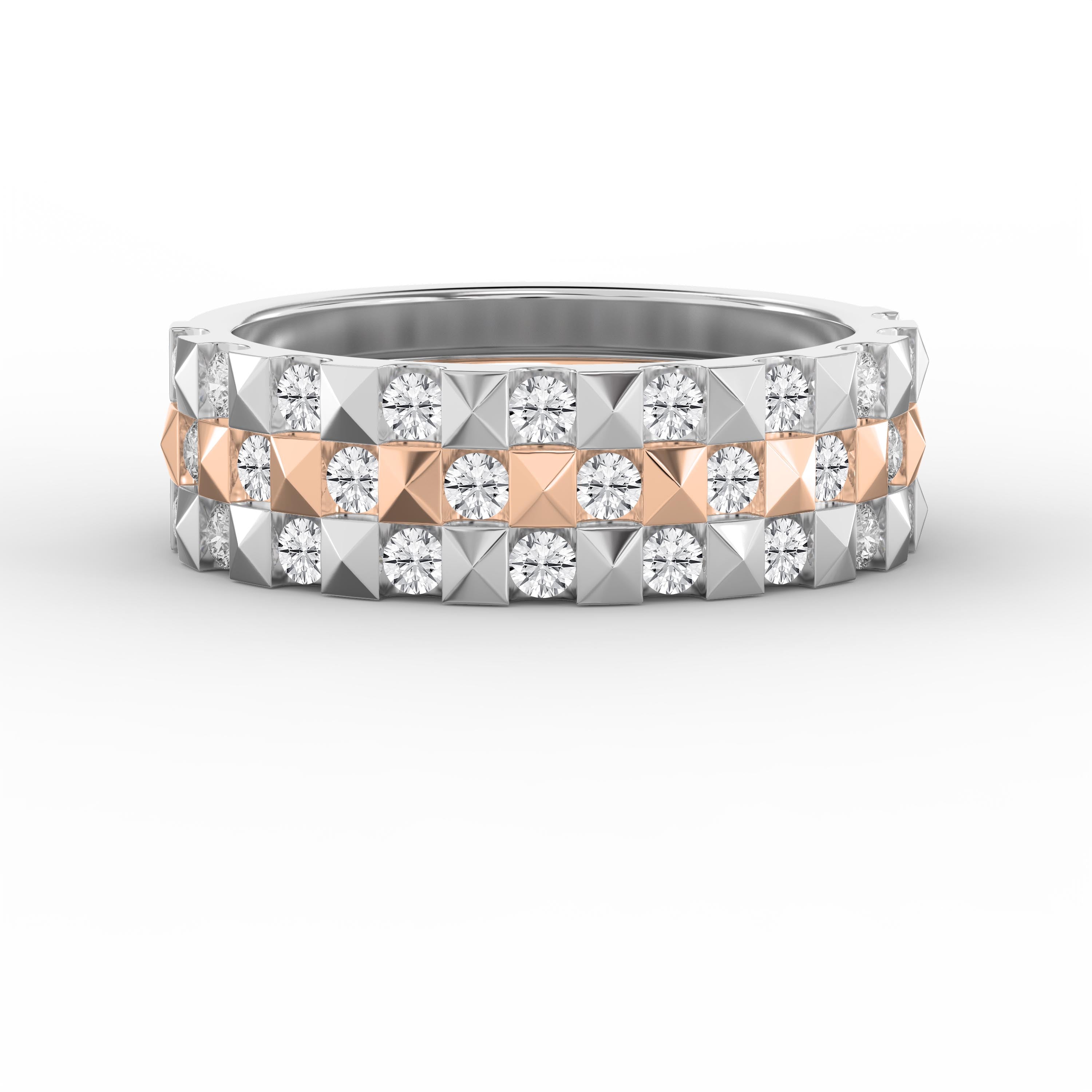 Stellar Edge Two-Tone Diamond Band Round Brilliant Cut Diamond ( 0.75 - 1.00 ct. )