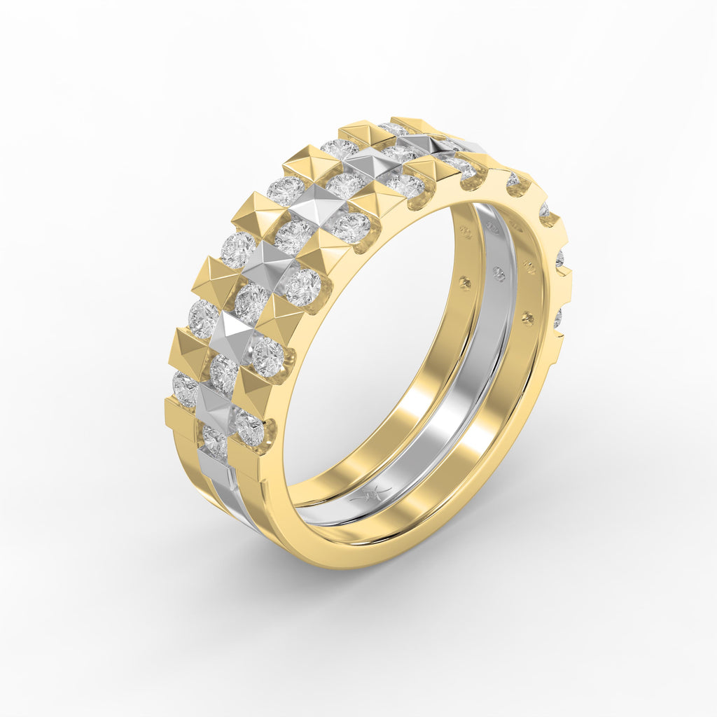 Stellar Edge Two-Tone Diamond Band Round Brilliant Cut Diamond ( 0.75 - 1.00 ct. )