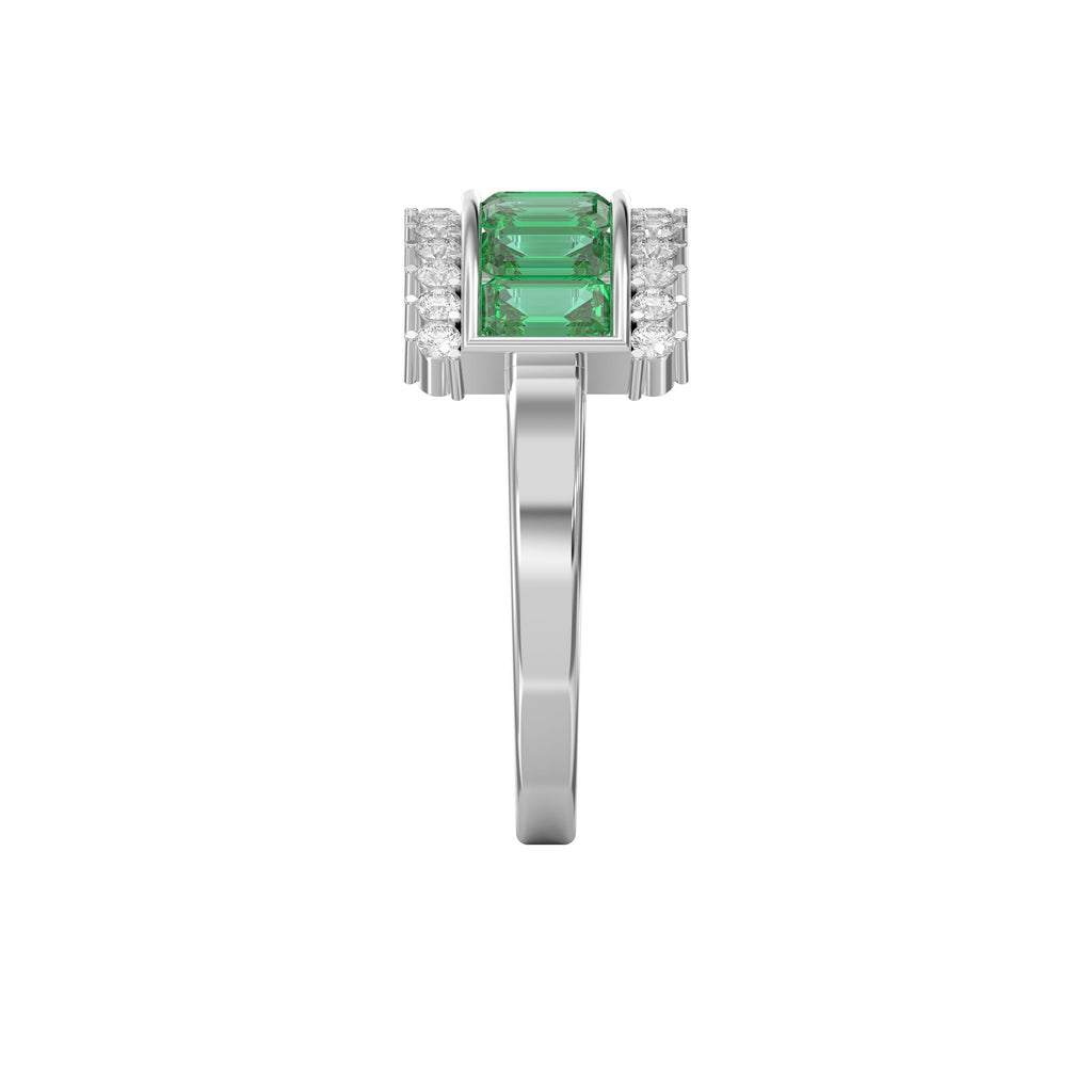 Emerald Cut Green Diamond Statement Ring