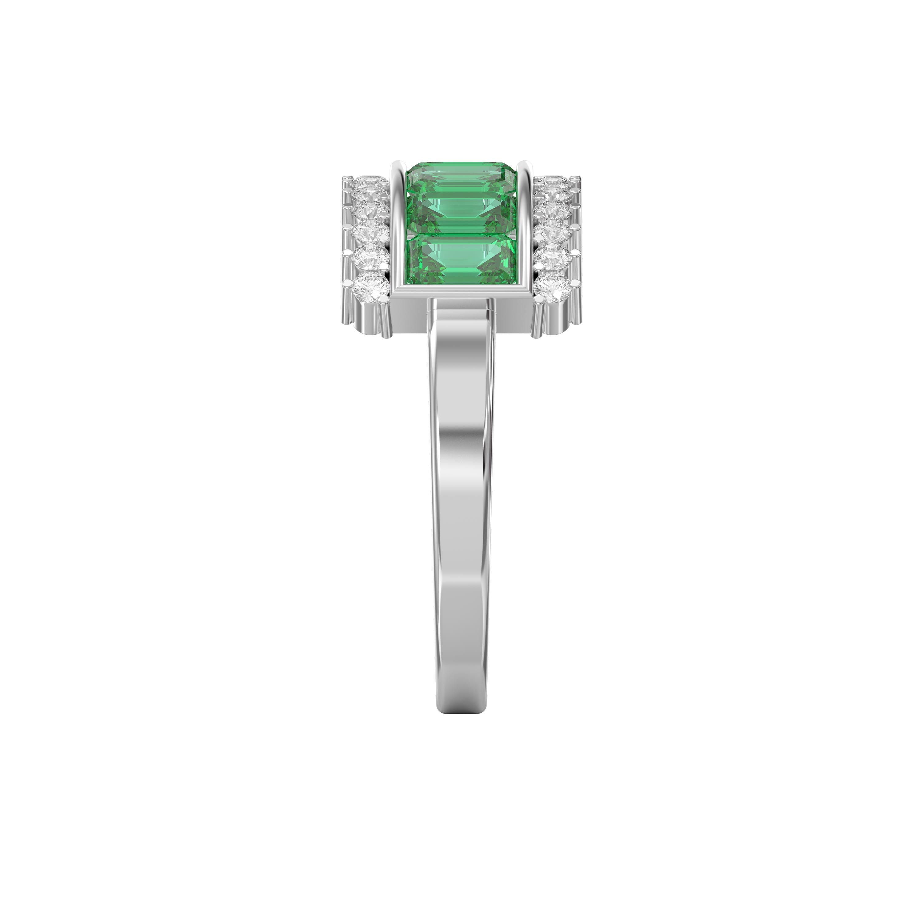 Emerald Cut Green Diamond Statement Ring