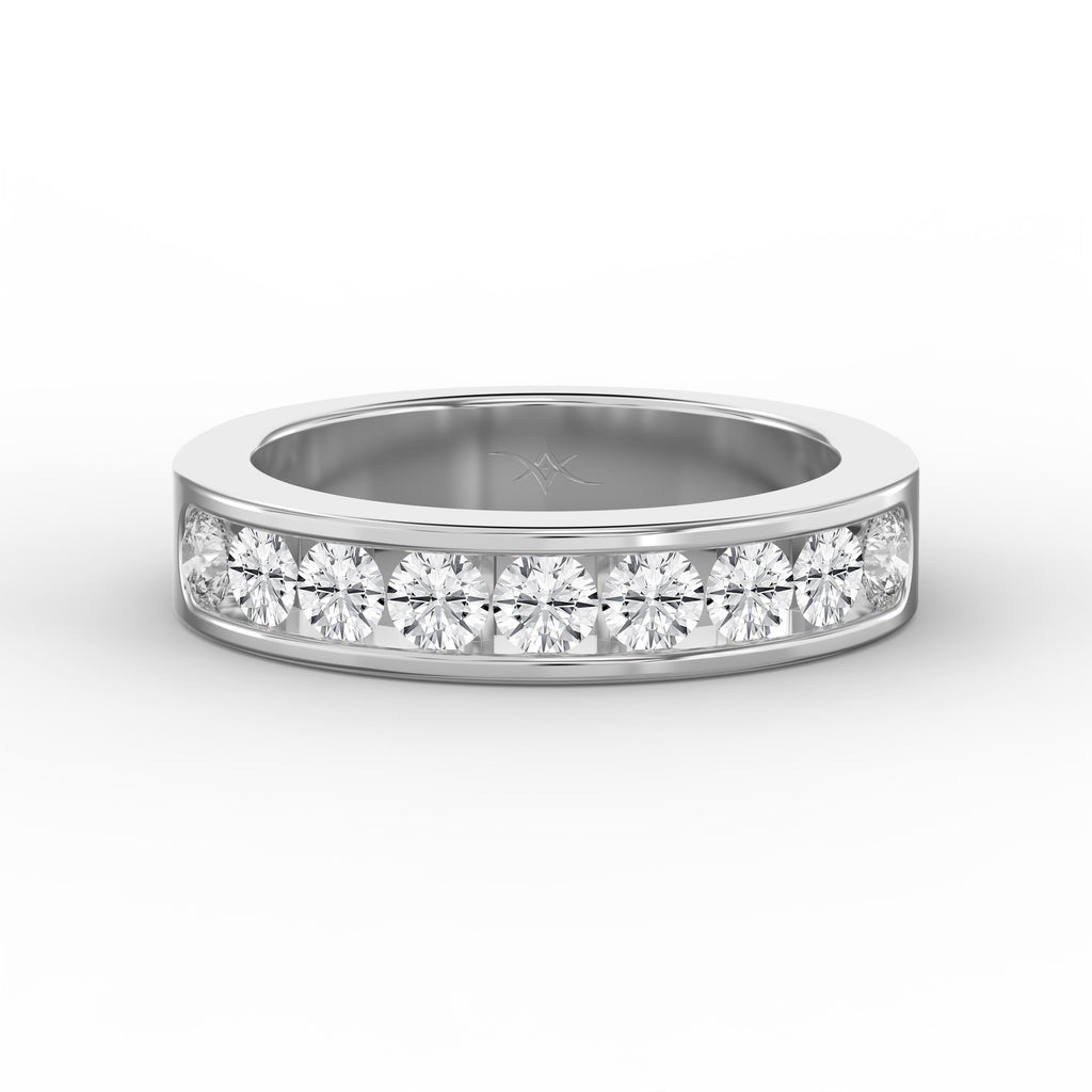 Channel Set Round Diamond Half Ring