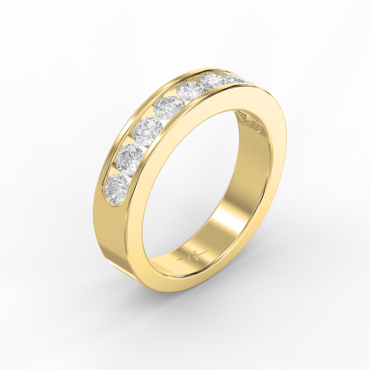 Channel Set Round Diamond Half Ring