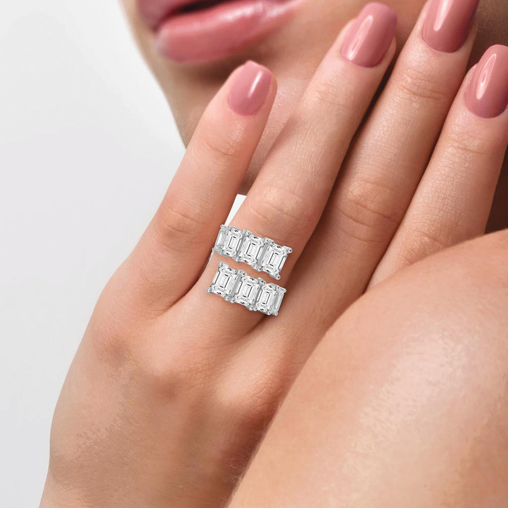 Emerald diamond Flow Bypass Fashion Ring