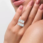 Emerald diamond Flow Bypass Fashion Ring