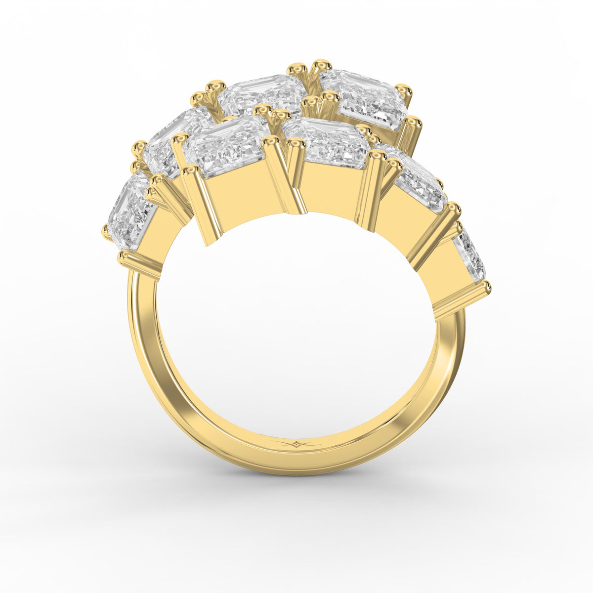 Emerald diamond Flow Bypass Fashion Ring