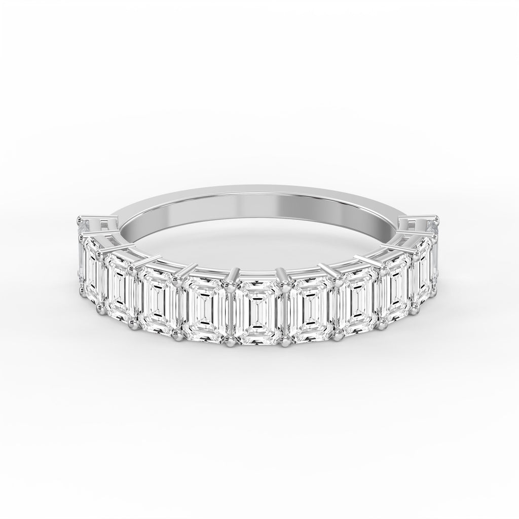 Emerald Shape Diamond Half Design Ring