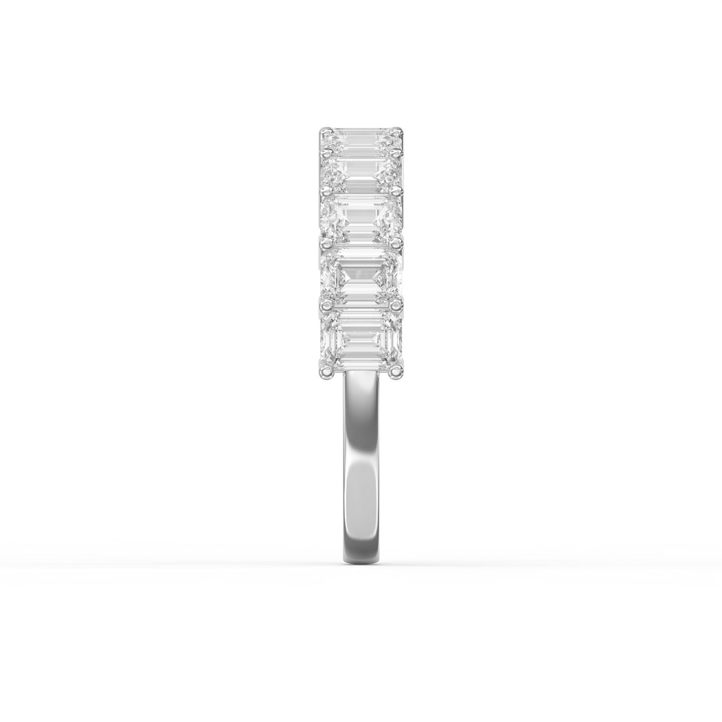 Emerald Shape Diamond Half Design Ring