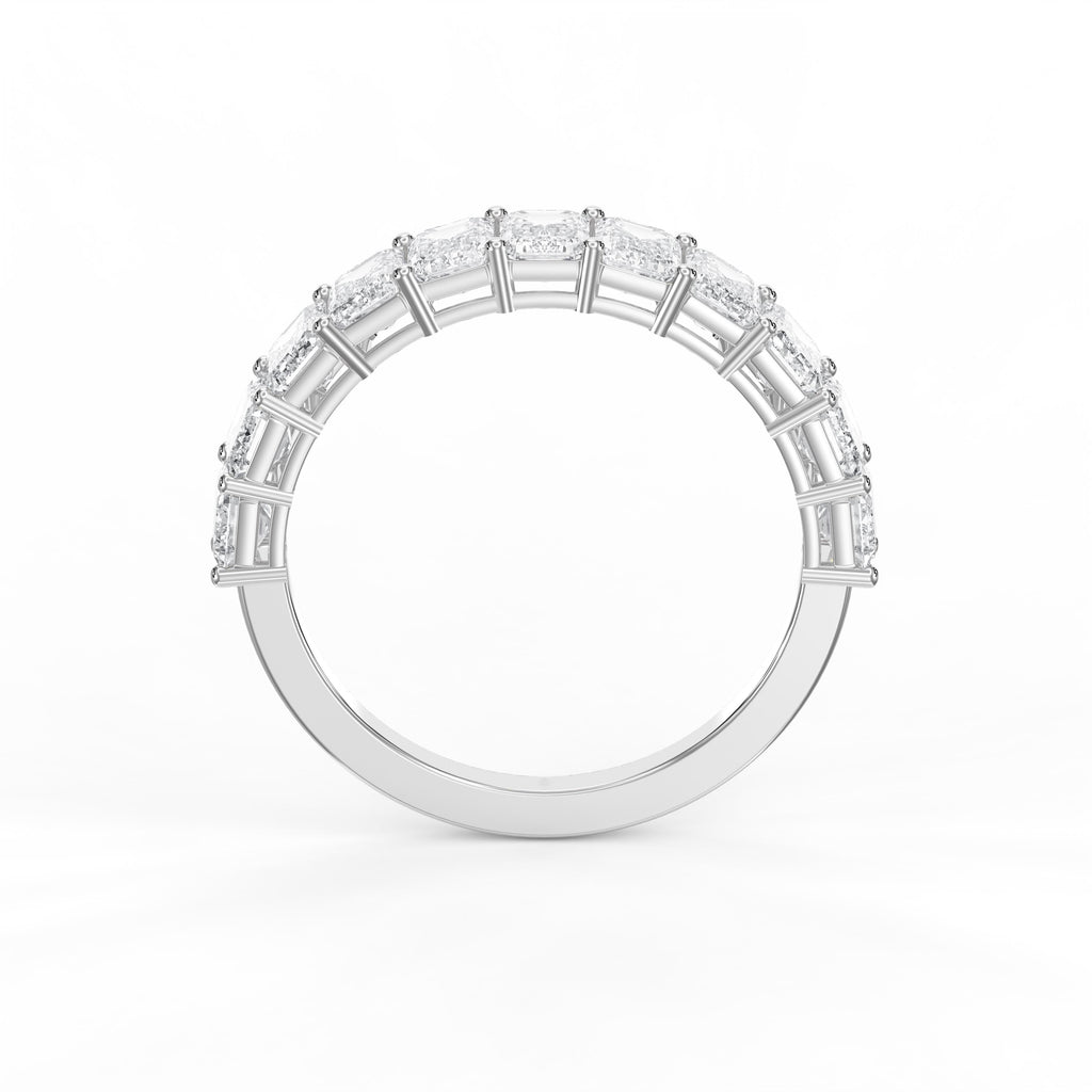 Emerald Shape Diamond Half Design Ring