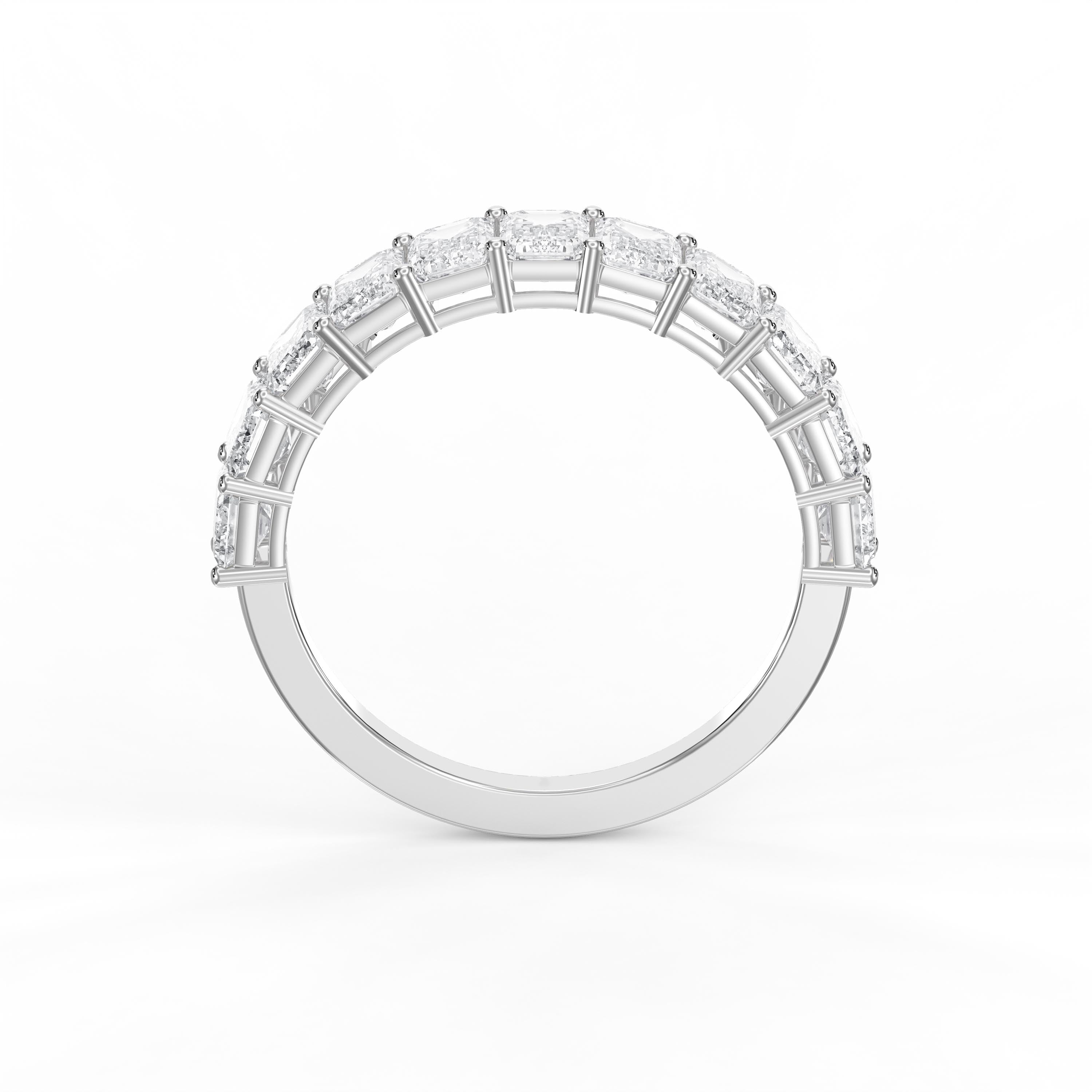 Emerald Shape Diamond Half Design Ring