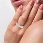 Emerald Shape Diamond Half Design Ring