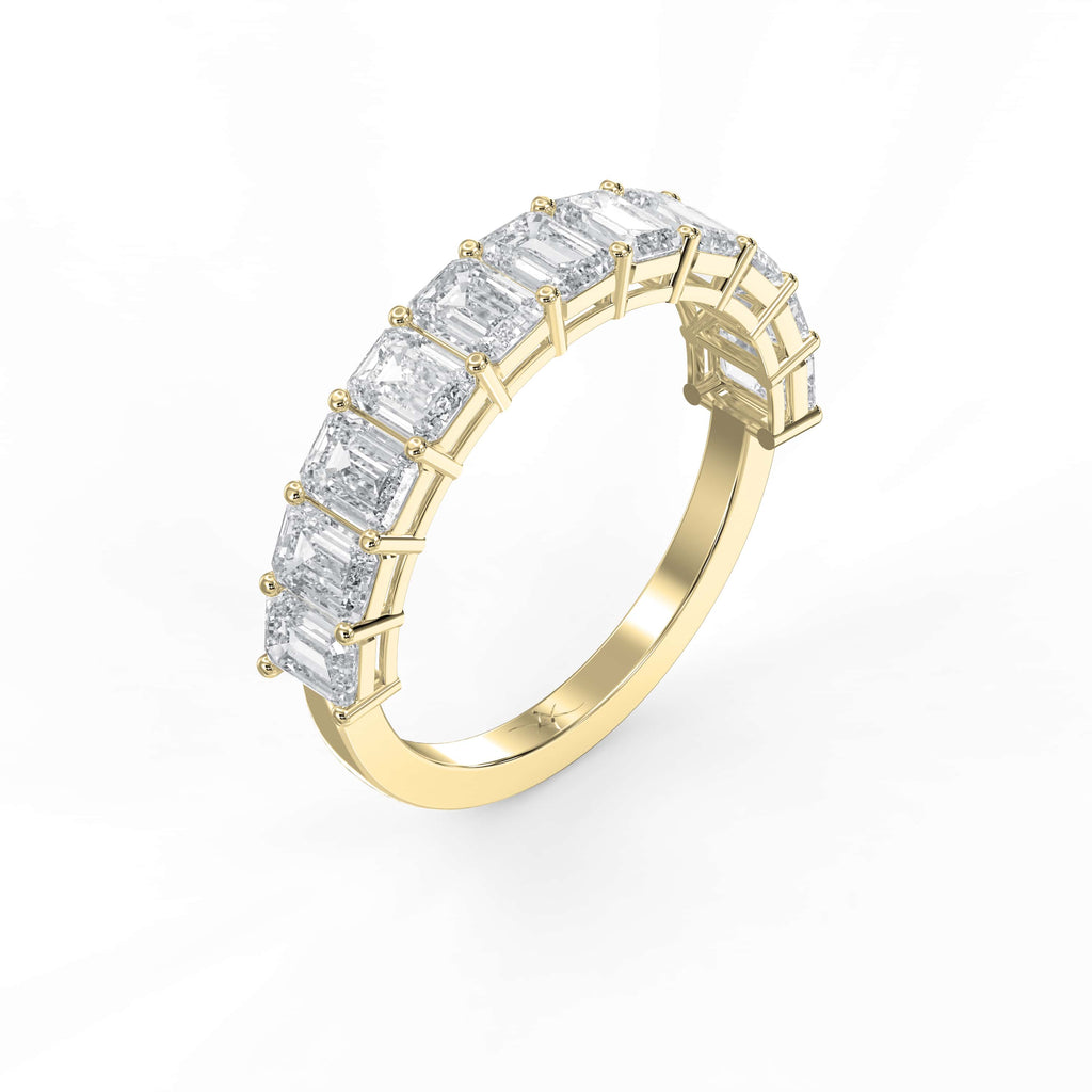 Emerald Shape Diamond Half Design Ring