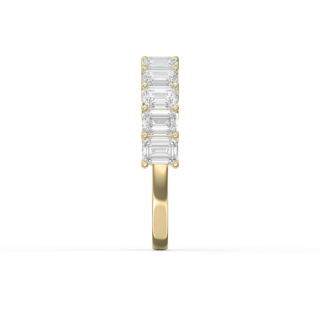 Emerald Shape Diamond Half Design Ring