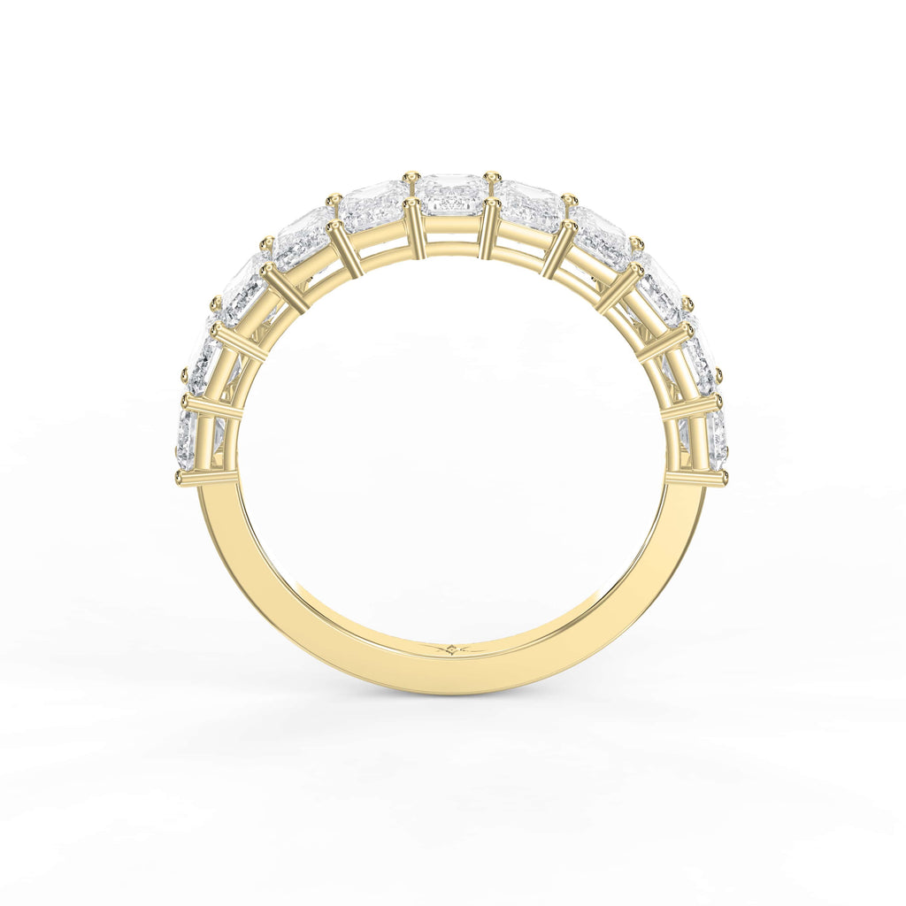 Emerald Shape Diamond Half Design Ring