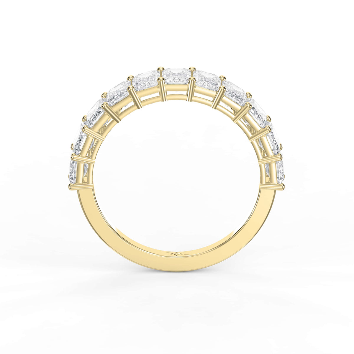 Emerald Shape Diamond Half Design Ring